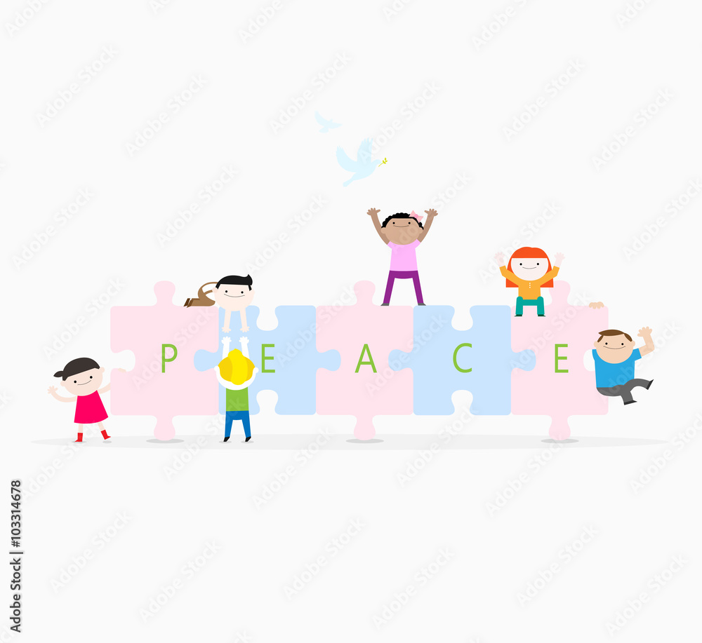 Children and peace / Many chilren play happy peaceful. Children and peace / Many chilren play happy peaceful.