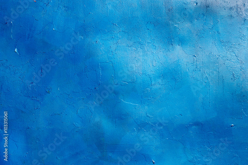 Blue painted metal plate background texture.