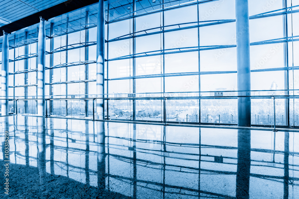 Glass wall in the office building Glass wall in the office building
