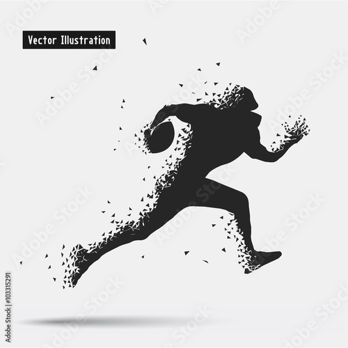 American football. Vector eps10 illusration. Particle divergent composition