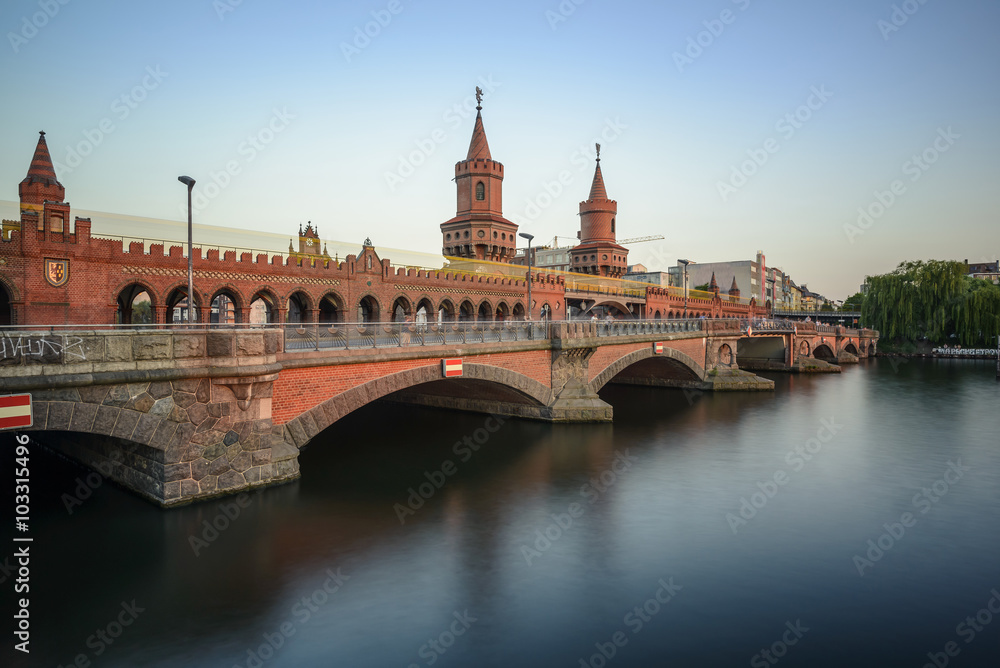 historical Oberbaum bridge (Oberbaumbruecke) and the river Spree in Berlin, Germany, Europe
