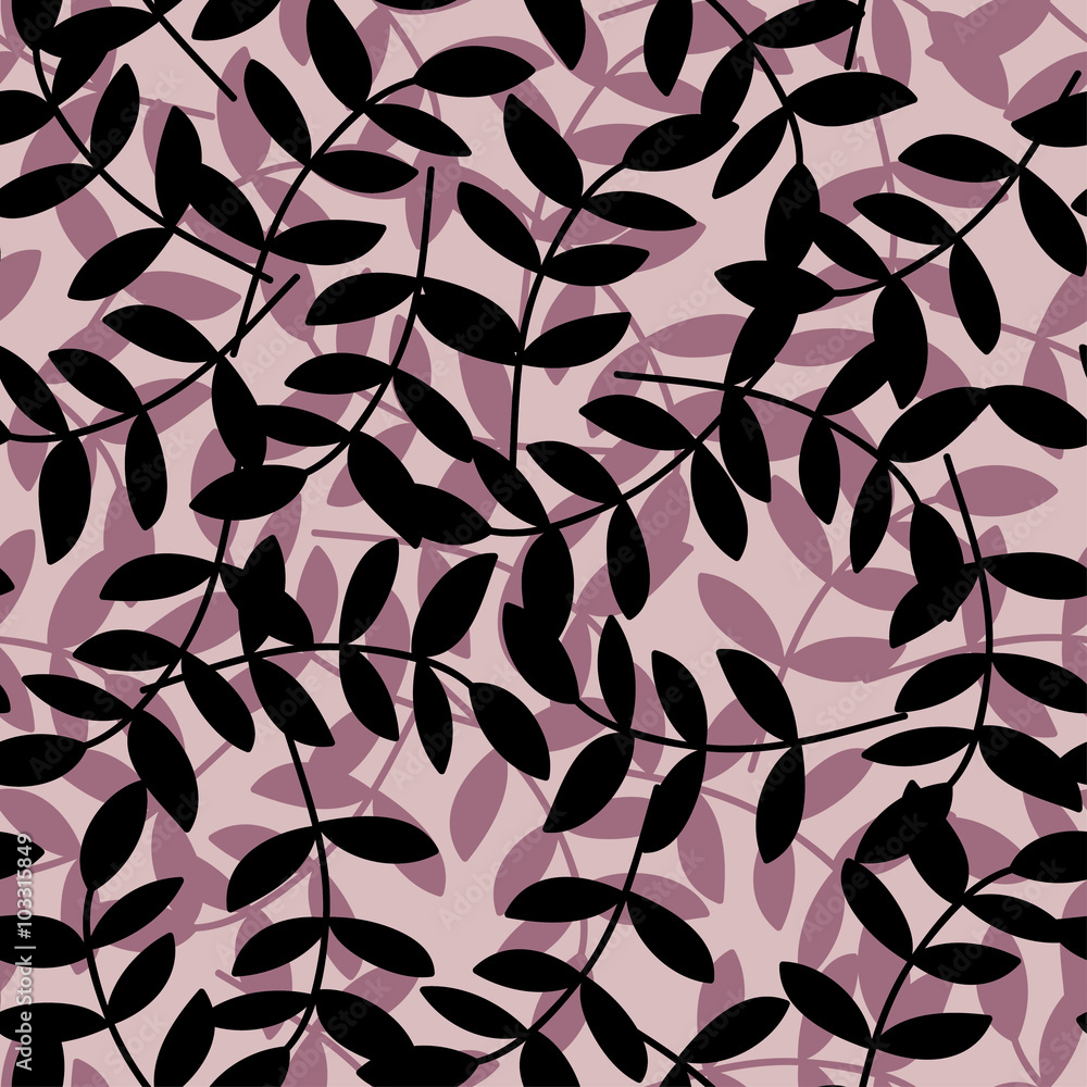 Seamless decorative background with branches and leaves. Print. Cloth design, wallpaper.