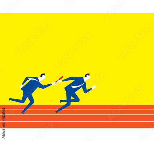 Teamwork of sport / Two businessmen are relay race.