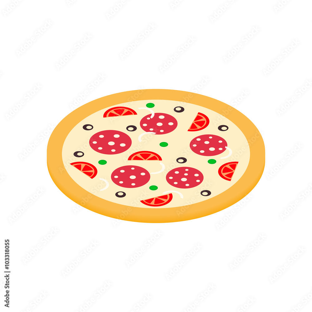 Pizza icon in isometric 3d style Pizza icon in isometric 3d style