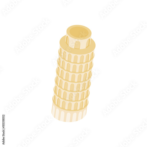 Pisa Tower icon in isometric 3d style