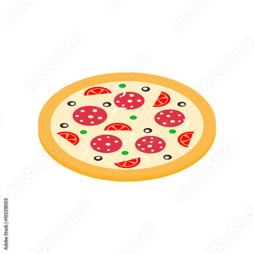 Pizza icon in isometric 3d style