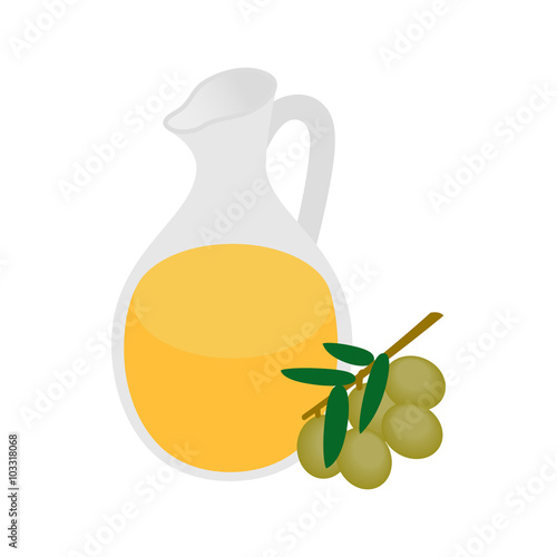 Bottle of olive oil icon in isometric 3d style 