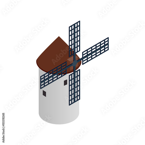 Windmill icon, isometric 3d style 