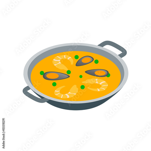 Paella icon, isometric 3d style