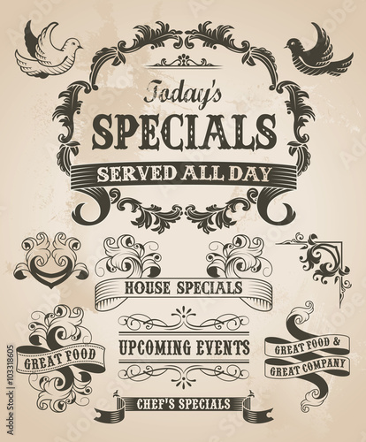 Vintage retro hand drawn banner set - vector illustration