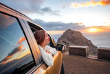 Woman traveling by car on La Gomera island