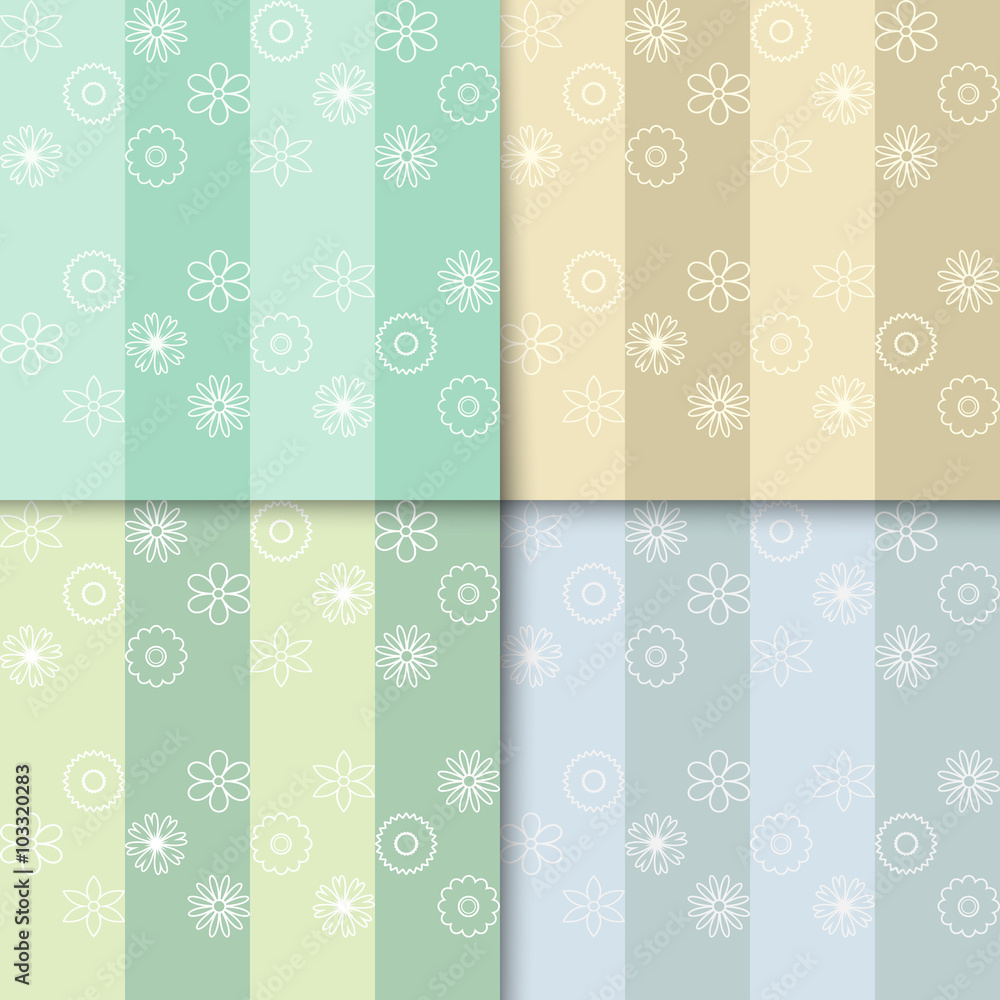 Set of four colorful patterns with flowers Set of four colorful patterns with flowers