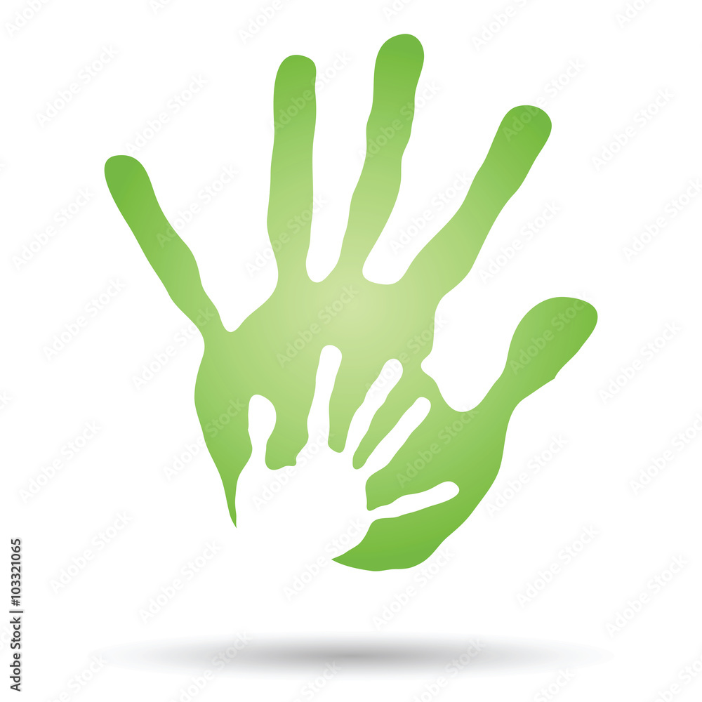 Vector conceptual mother and child green hand print isolated Vector conceptual mother and child green hand print isolated