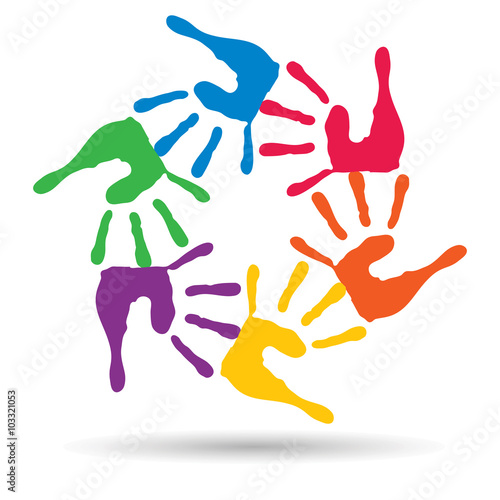 Vector conceptual children painted hand print isolated