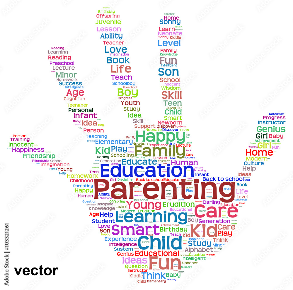 Conceptual child education hand print word cloud isolated Conceptual child education hand print word cloud isolated