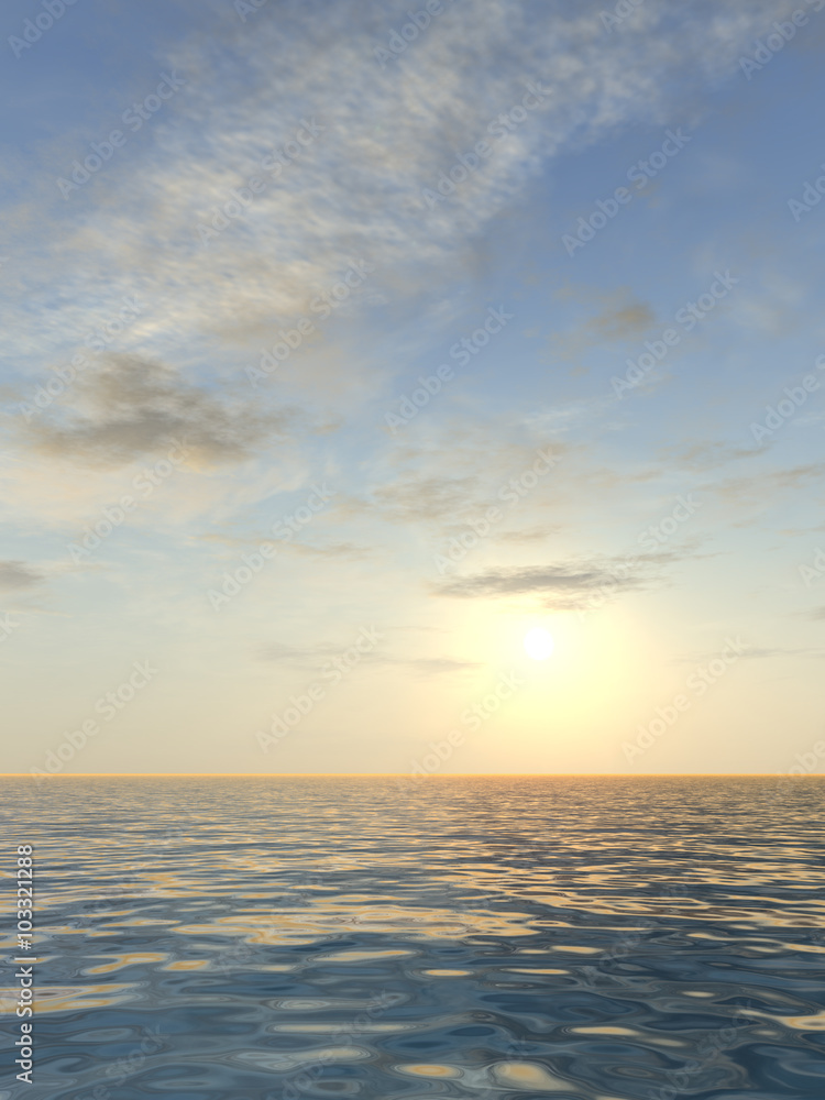 Obraz premium Conceptual sea water and sunset sky