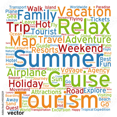 Vector conceptual tourism or travel  word cloud