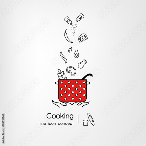 Line icon design of web banner template with outline icons of ma