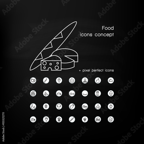 Line icon design of web banner template with outline icons of ma