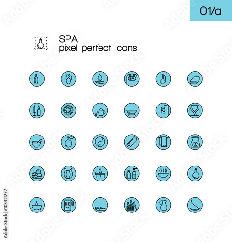 Modern thin line pixel perfect icons set. Spa & Wellness symbol