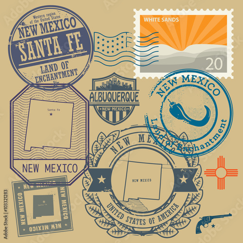 Stamp with the name and map of Connecticut, United States