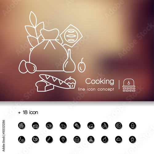 Line icon design of web banner template with outline icons of ma