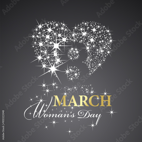 Womans Day 8 March stars gold black background