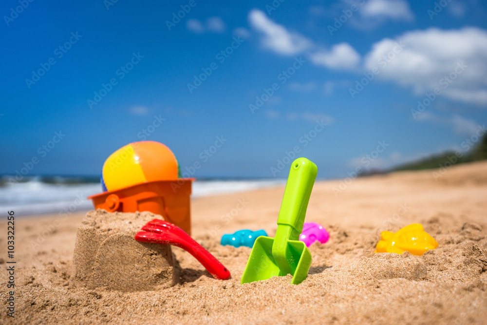 Beach toys in the sand at the beach