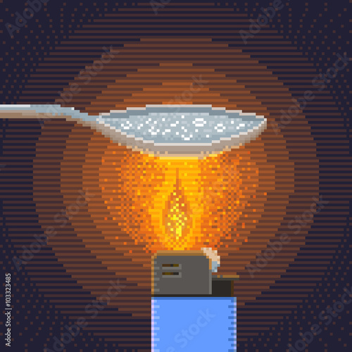 Synthesis of Crack Cocaine Pixel Art Illustration