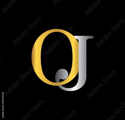 OJ initial letter with gold and silver