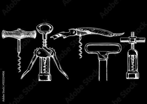 Vector illustration set of corkscrews