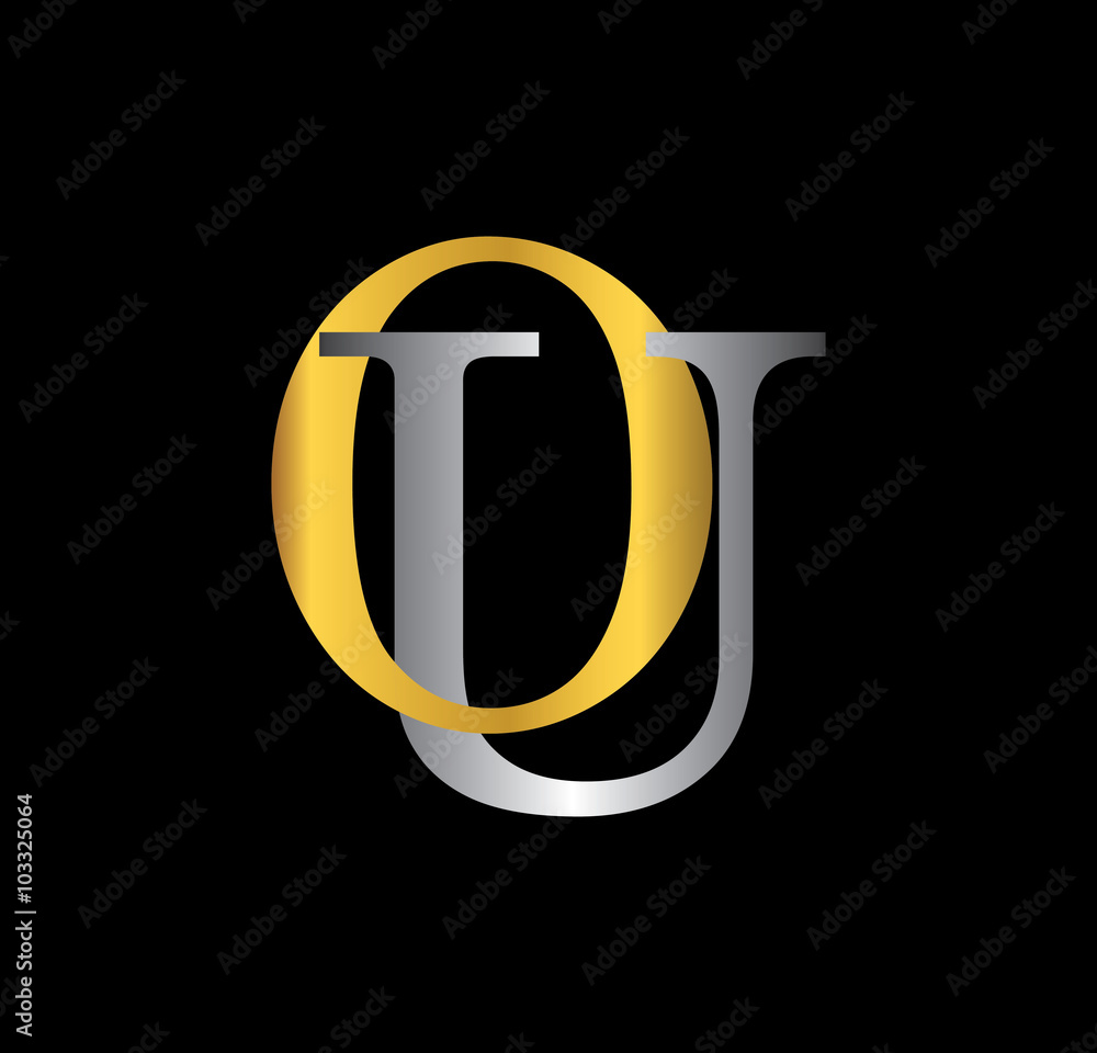 OU initial letter with gold and silver OU initial letter with gold and silver