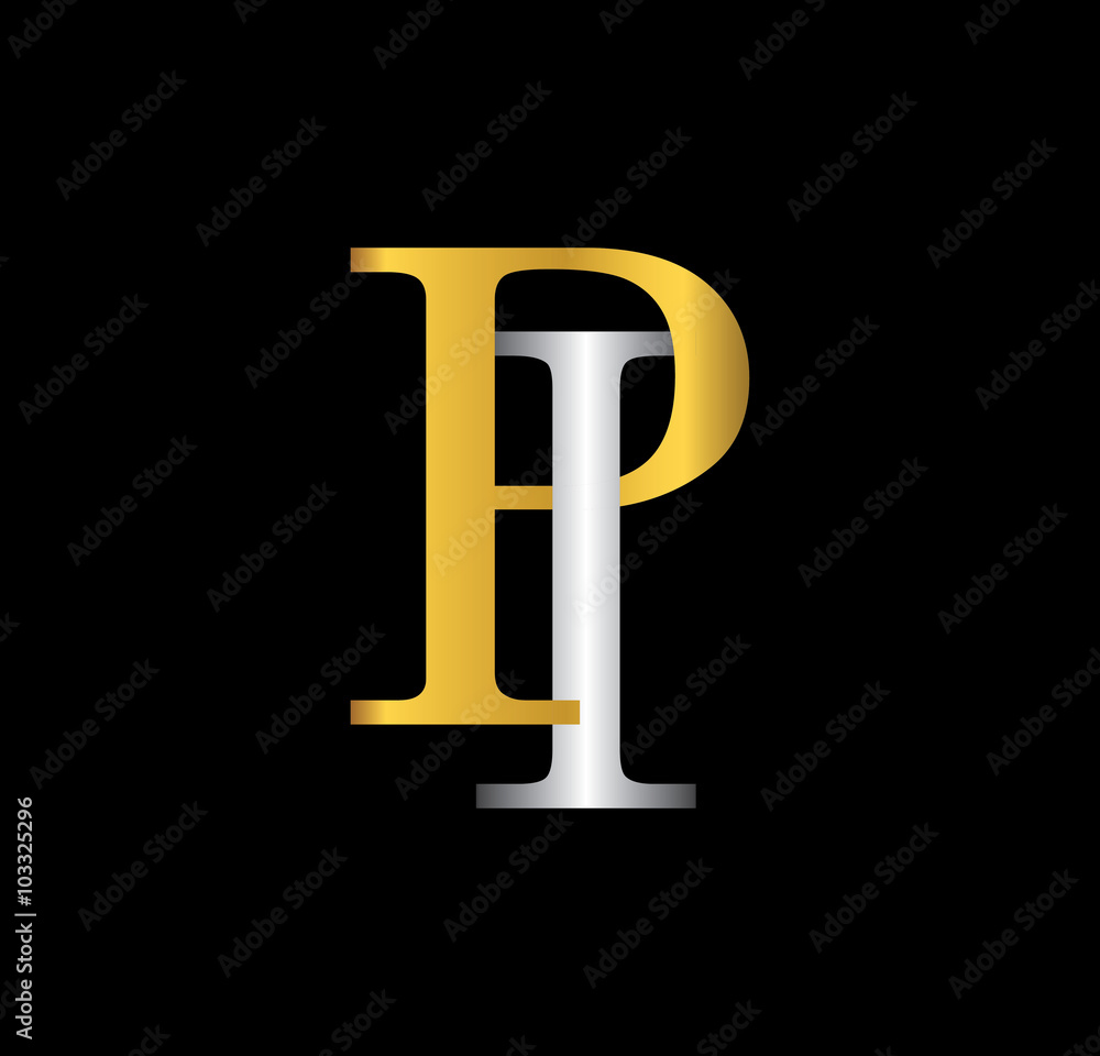 PI initial letter with gold and silver PI initial letter with gold and silver