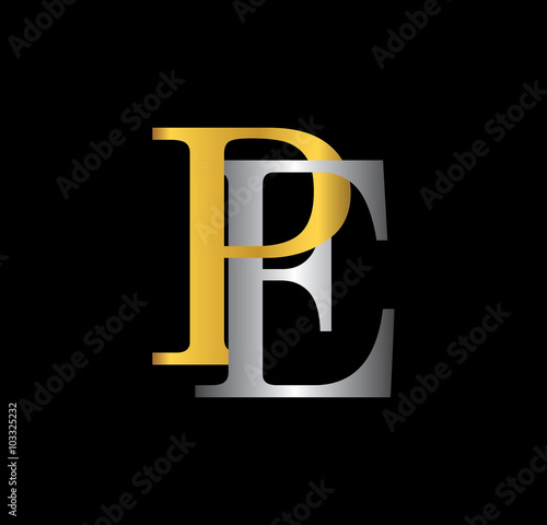 PE initial letter with gold and silver