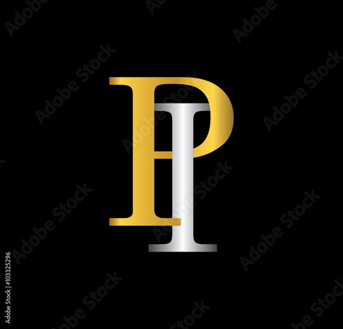 PI initial letter with gold and silver