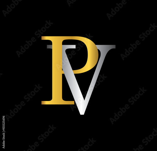 PV initial letter with gold and silver