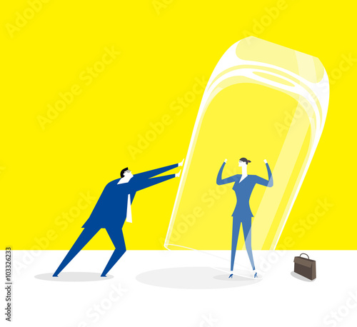 Timely help / A businessman helps his friend timely.