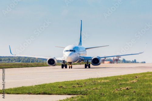 Ukraine, Borispol. The Boeing 737 before takeoff at Borispol International Airport.