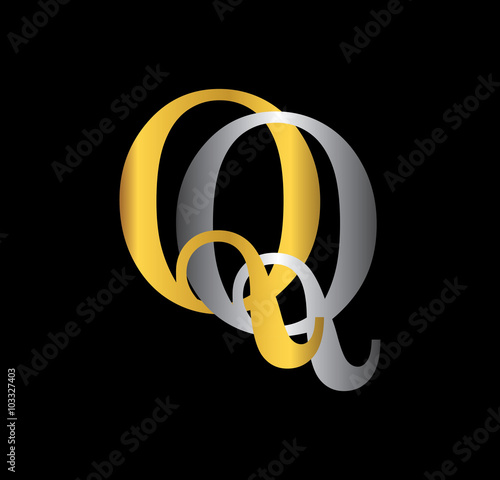 QQ initial letter with gold and silver