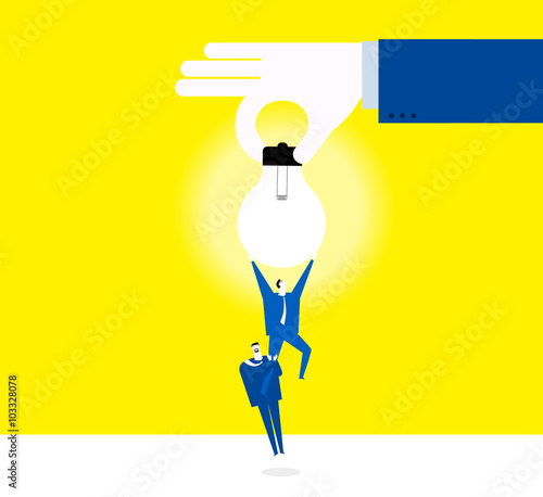Growing together /  Two business man hold a great idea together.