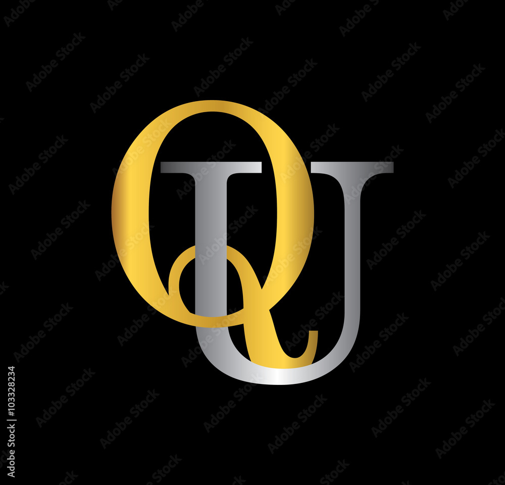 QU initial letter with gold and silver QU initial letter with gold and silver