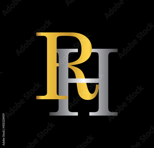 Картината върху платно RH initial letter with gold and silver