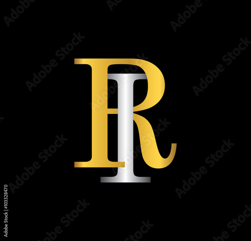RI initial letter with gold and silver