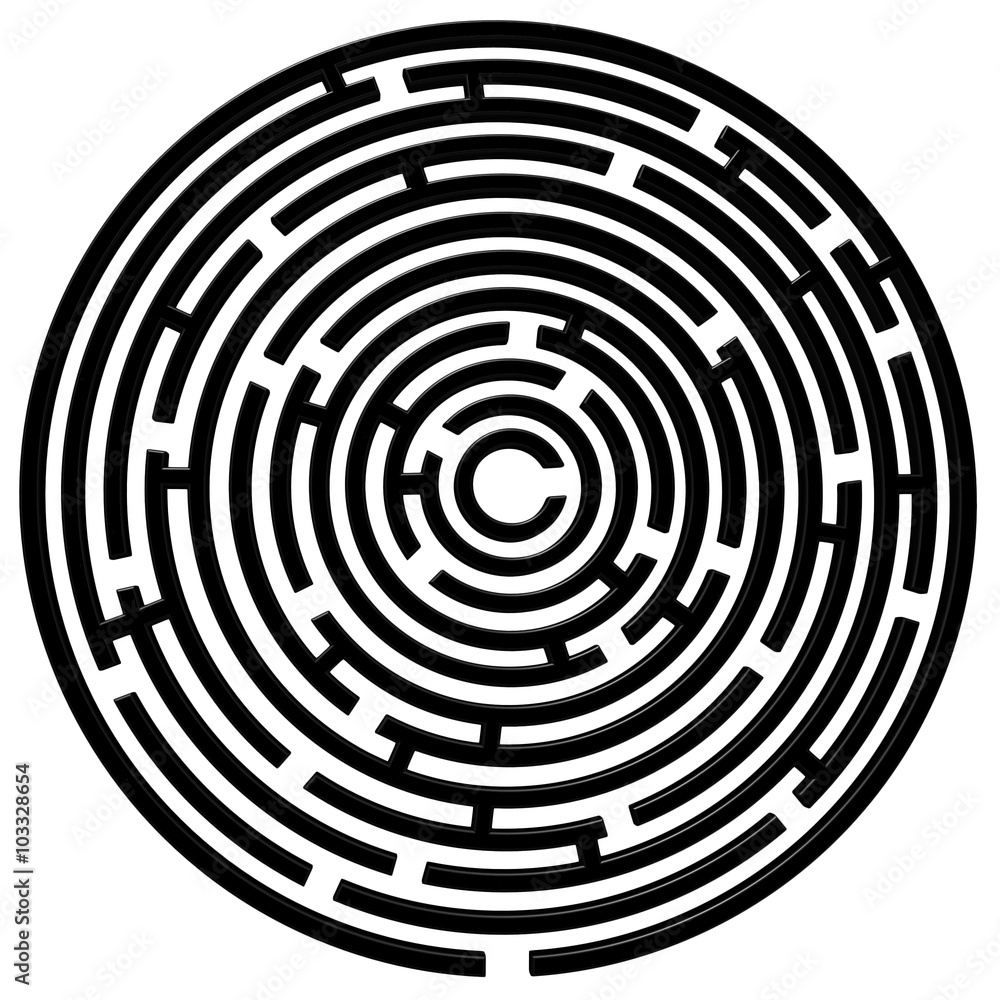Circular maze in black on a white background Circular maze in black on a white background