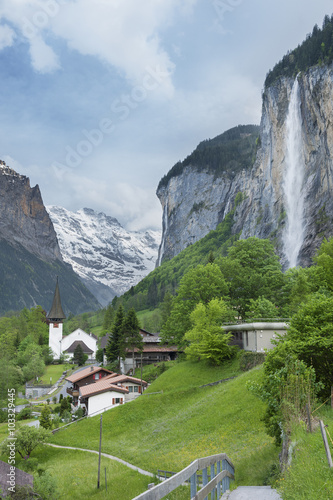 Stunning Landscape of Lauterbrunnen valley in the Bernese Alps, Switzerland.