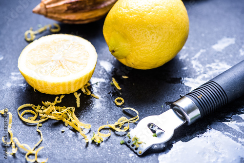 Lemon and zest, natural refreshing ingredients photo