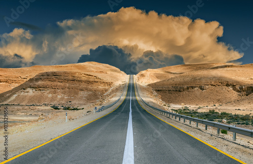 Road in desert of the Negev, Israel photo