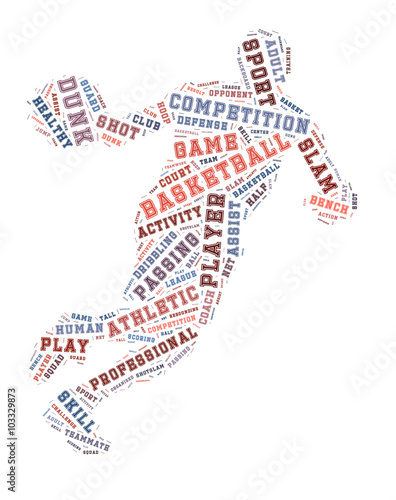 Basketball player word cloud  basketball typography background