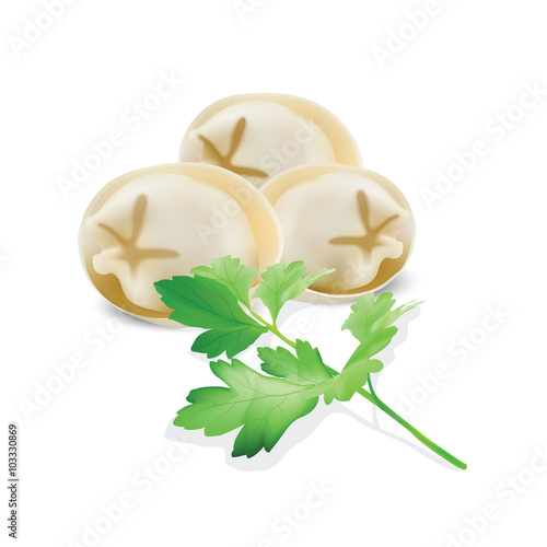 Dumpling and parsley for your design
