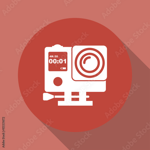 Action camera outline monochrome icon. Extreme cam